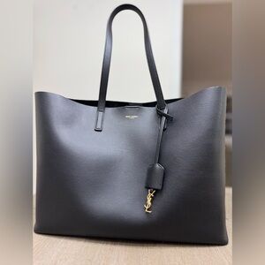 YSL Black Leather Bag with Gold Accent